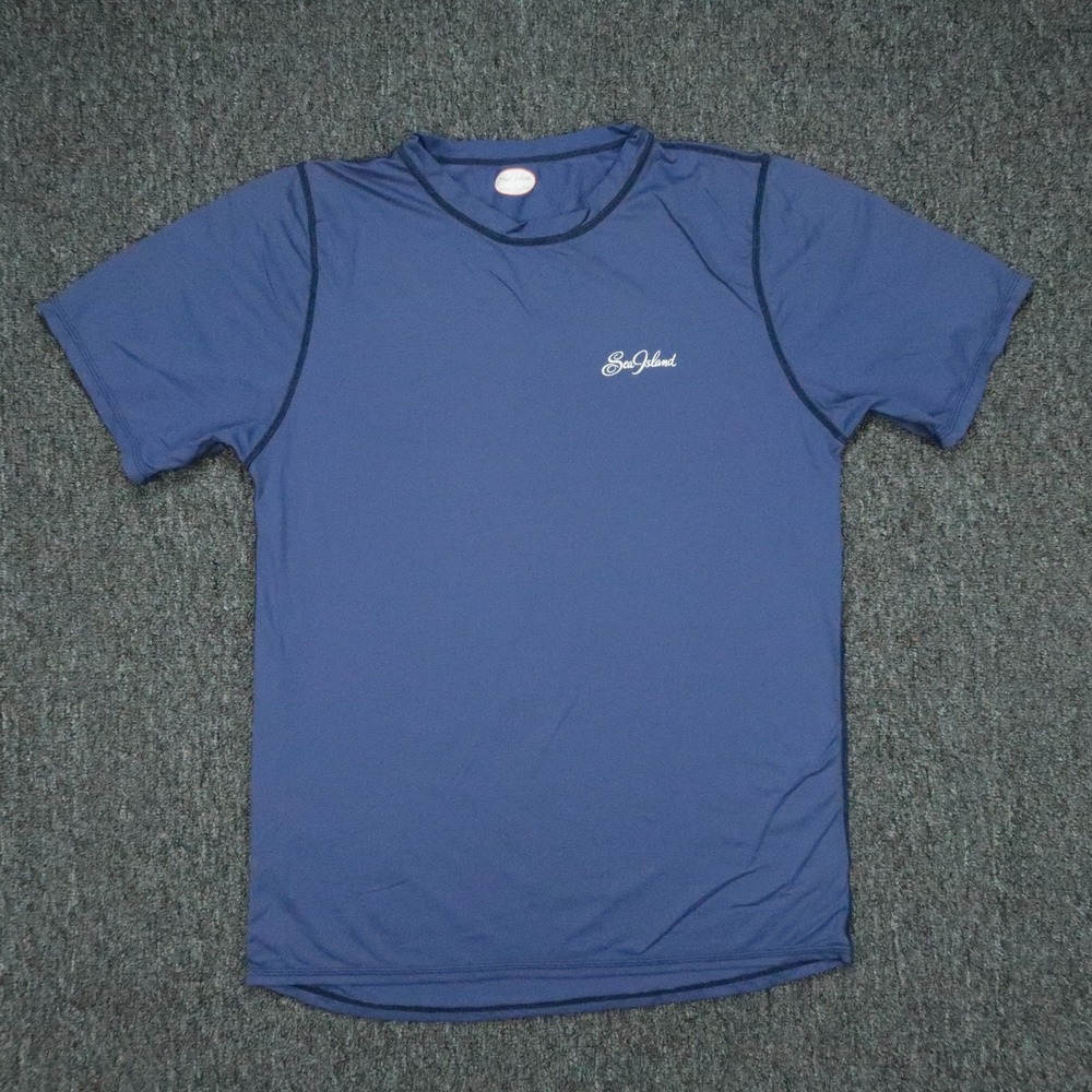 Sea Island Shirt Men Small Blue UPF 50 Sun Protection Athletic Short Sleeve Crew